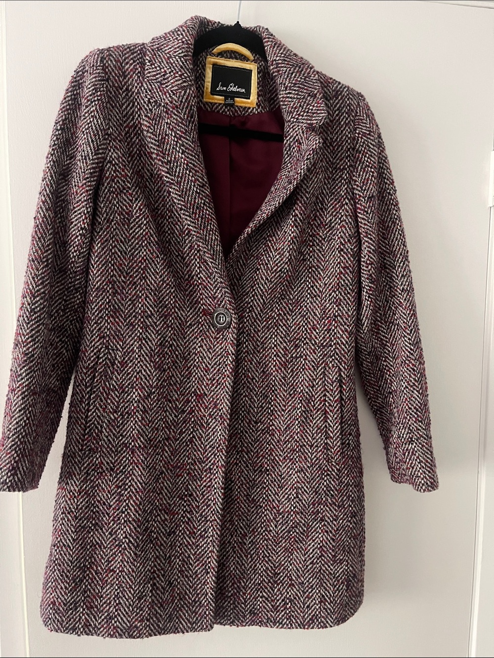 Sam Edelman Burgundy Herringbone Coat